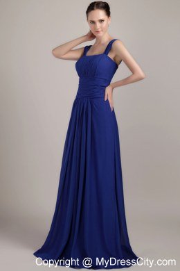 Brush Train Royal Blue Ruched Square Chiffon Homecoming Dress