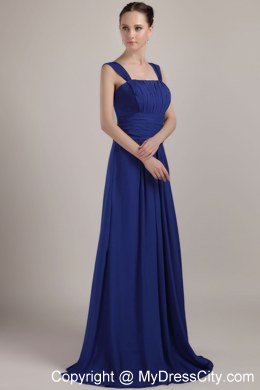 Brush Train Royal Blue Ruched Square Chiffon Homecoming Dress