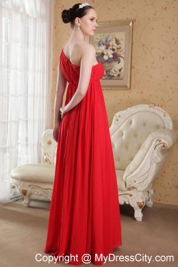 Red Empire Single Strap Chiffon Homecoming Dress with Beads