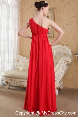 Red Empire Single Strap Chiffon Homecoming Dress with Beads