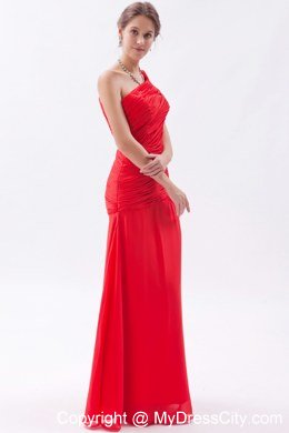 Chiffon Red Sheath One Shoulder Homecoming Dress Ruched