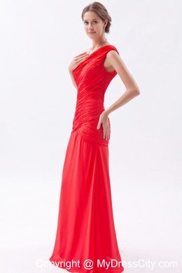 Chiffon Red Sheath One Shoulder Homecoming Dress Ruched