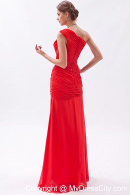 Chiffon Red Sheath One Shoulder Homecoming Dress Ruched