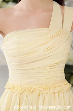 Light Yellow Asymmetrical Short Chiffon Homecoming Dress