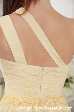 Light Yellow Asymmetrical Short Chiffon Homecoming Dress