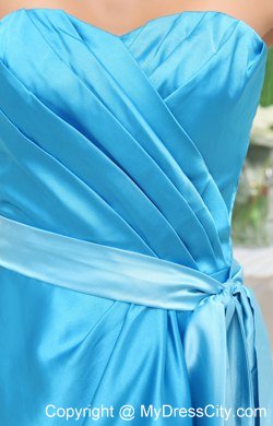 Knee-length Sweetheart Blue Taffeta Homecoming Dress Sashed