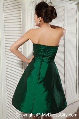 Mini-length Sweetheart Dark Green Homecoming Dress with Beads