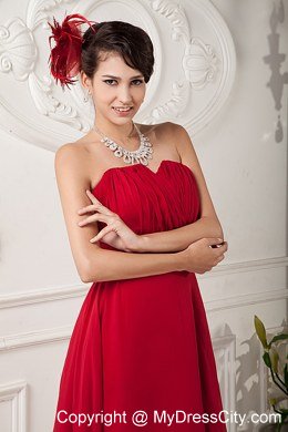 Short Red Chiffon A-line Sweetheart Homecoming Dress Ruched