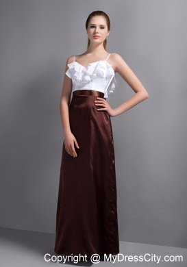 White and Burgundy Ruffles Spaghetti Straps Prom Party Dress