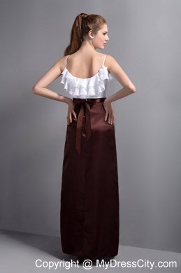 White and Burgundy Ruffles Spaghetti Straps Prom Party Dress