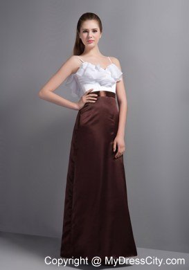 White and Burgundy Ruffles Spaghetti Straps Prom Party Dress