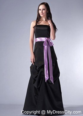 Black Column Sash Spaghetti Straps Pick-ups Prom Celebrity Dress