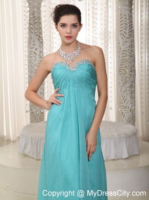 Fashionable Sweetheart Long Beading Aqua Blue Prom Dress for Girl