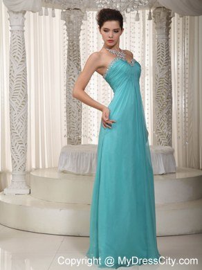 Fashionable Sweetheart Long Beading Aqua Blue Prom Dress for Girl