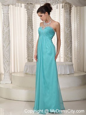 Fashionable Sweetheart Long Beading Aqua Blue Prom Dress for Girl