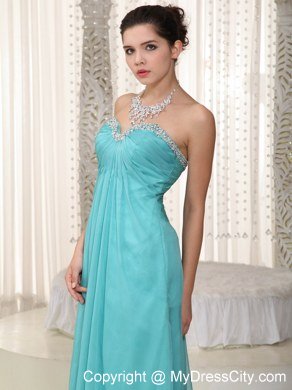 Fashionable Sweetheart Long Beading Aqua Blue Prom Dress for Girl