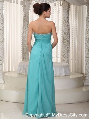 Fashionable Sweetheart Long Beading Aqua Blue Prom Dress for Girl