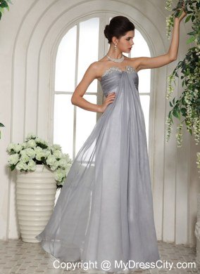 2013 Gray Strapless Chiffon Long Prom Dresses with Side Zipper