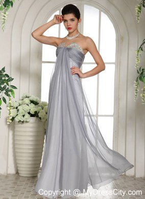 2013 Gray Strapless Chiffon Long Prom Dresses with Side Zipper