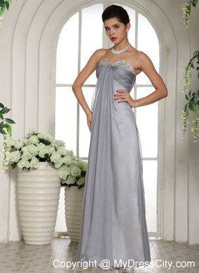 2013 Gray Strapless Chiffon Long Prom Dresses with Side Zipper