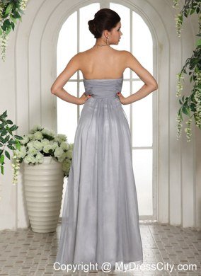 2013 Gray Strapless Chiffon Long Prom Dresses with Side Zipper