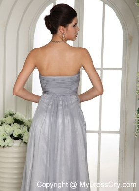 2013 Gray Strapless Chiffon Long Prom Dresses with Side Zipper