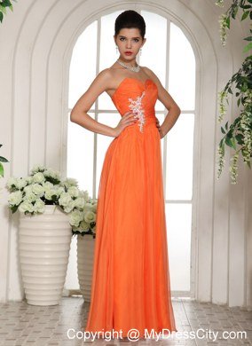 Exquisite Orange Red Sweetheart Appliques Prom Dress Online