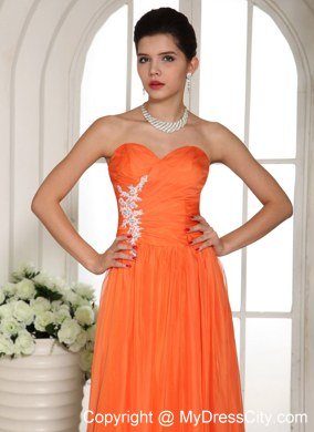 Exquisite Orange Red Sweetheart Appliques Prom Dress Online