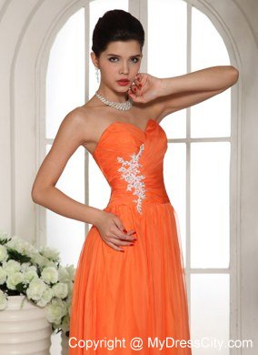 Exquisite Orange Red Sweetheart Appliques Prom Dress Online