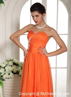 Exquisite Orange Red Sweetheart Appliques Prom Dress Online