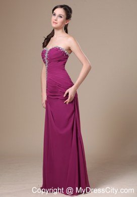 Column Purple Sweetheart Beading Chiffon 2013 Prom Dress