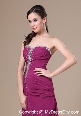 Column Purple Sweetheart Beading Chiffon 2013 Prom Dress