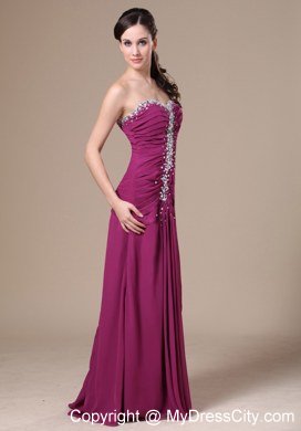 Column Purple Sweetheart Beading Chiffon 2013 Prom Dress