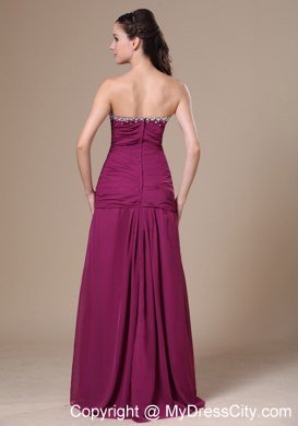 Column Purple Sweetheart Beading Chiffon 2013 Prom Dress