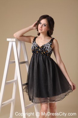 Black Empire Straps Chiffon Short Prom Dresses for Cheap 2013