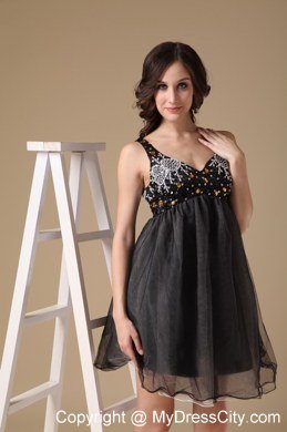 Black Empire Straps Chiffon Short Prom Dresses for Cheap 2013