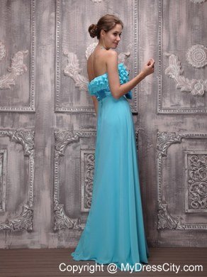 Teal Sash Ruffles Junior Prom Gown Chiffon with Floor-length for Girl