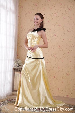 Light Yellow Prom Dress with Column Flower One Shoulder 2013