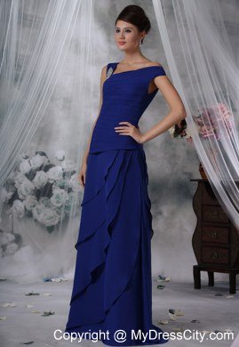 Asymmetrical Tiered Skirt Royal Blue Chiffon Prom Dress For Women