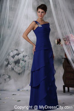 Asymmetrical Tiered Skirt Royal Blue Chiffon Prom Dress For Women