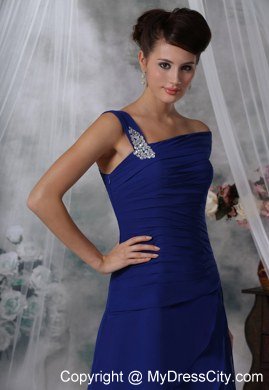 Asymmetrical Tiered Skirt Royal Blue Chiffon Prom Dress For Women