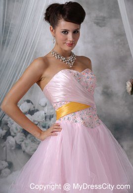 Beaded Decorate Bodice Baby Pink Short Prom Dress For 2013