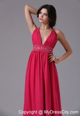 Cheap Coral Red Halter Backless For 2013 Junior Prom Dress for Girl