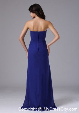 Strapless Peacock Blue For Prom Gown With Ruches Beading on Sale