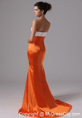 2013 Mermaid Orange Red Taffeta For 2013 Prom Dress with Long