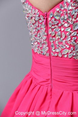 Straps Beaded Decorate Bust Short Junior Prom Dress with Chiffon