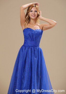 2013 Plus Size Prom dress with Blue Organza Strapless Brush Train