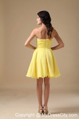 Yellow A-line Sweetheart Chiffon Short Prom Dress with Beading