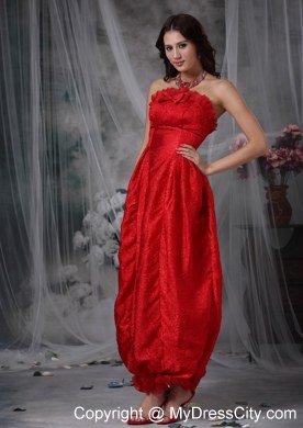 2013 Cheap Red Column Strapless Ankle-length Bow Prom Dress