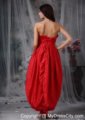 2013 Cheap Red Column Strapless Ankle-length Bow Prom Dress